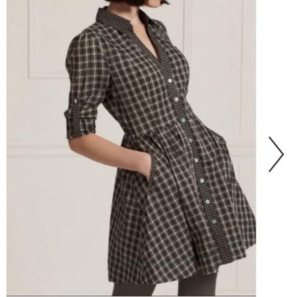Plaid Mini Dress - Black and White Anthropologie Moulinette Soeurs
